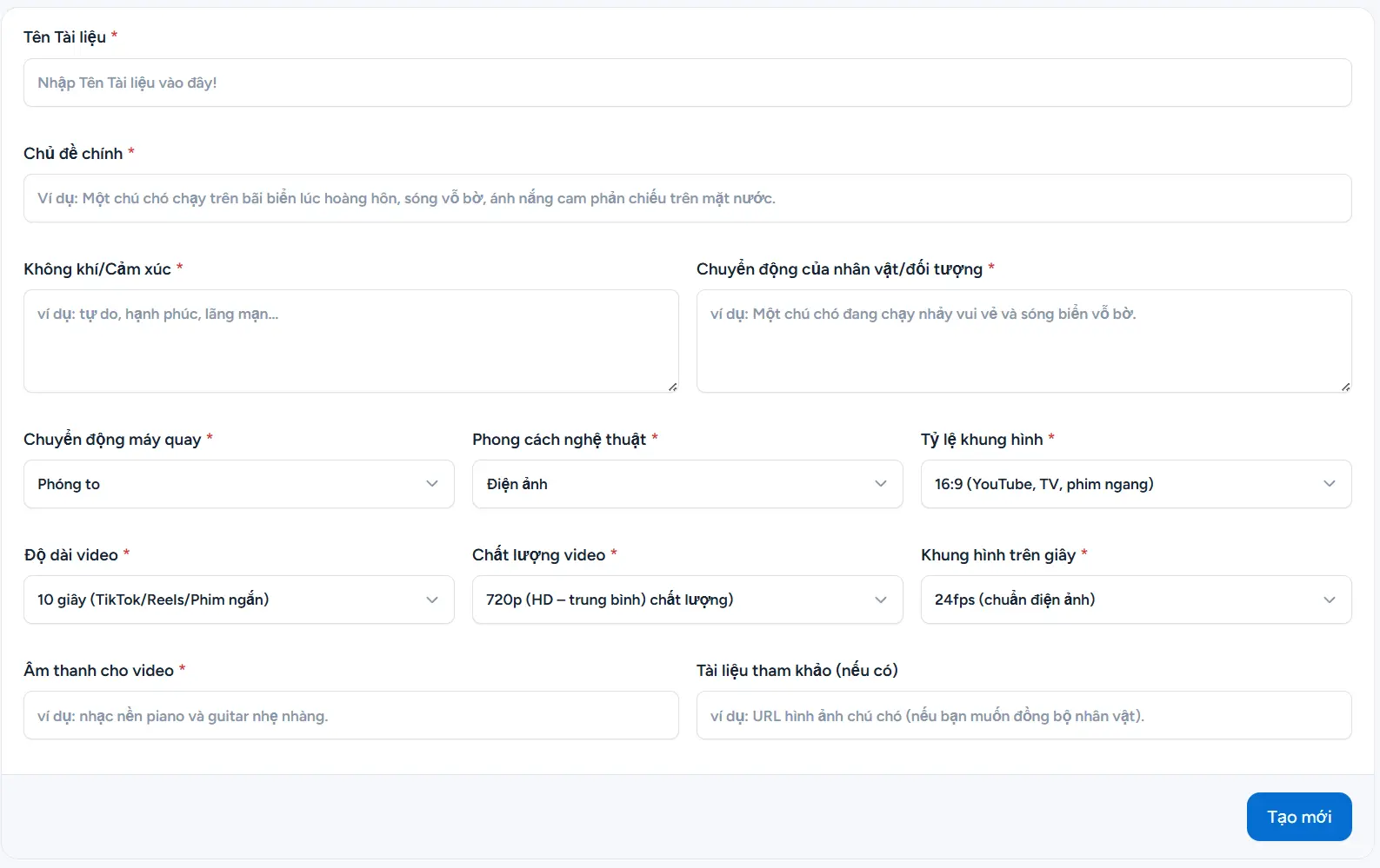 Trình Tạo Prompt Video Etsy
